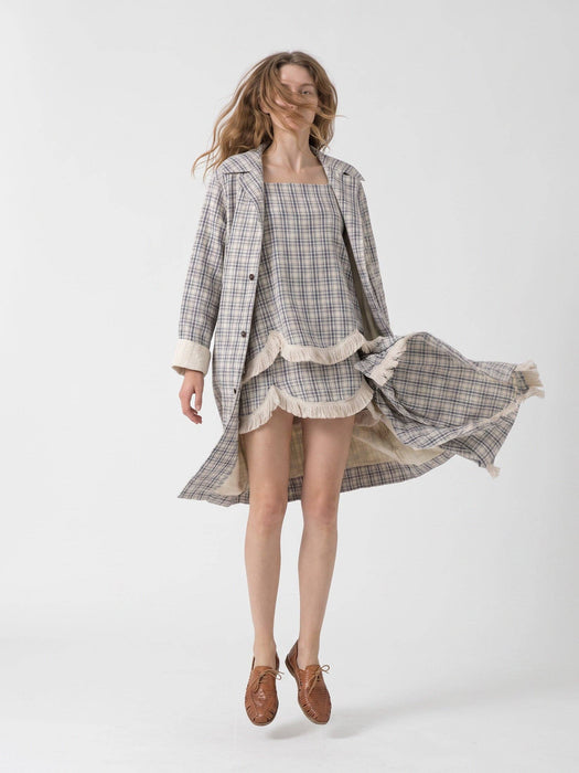 Bleu Check Trench Coat