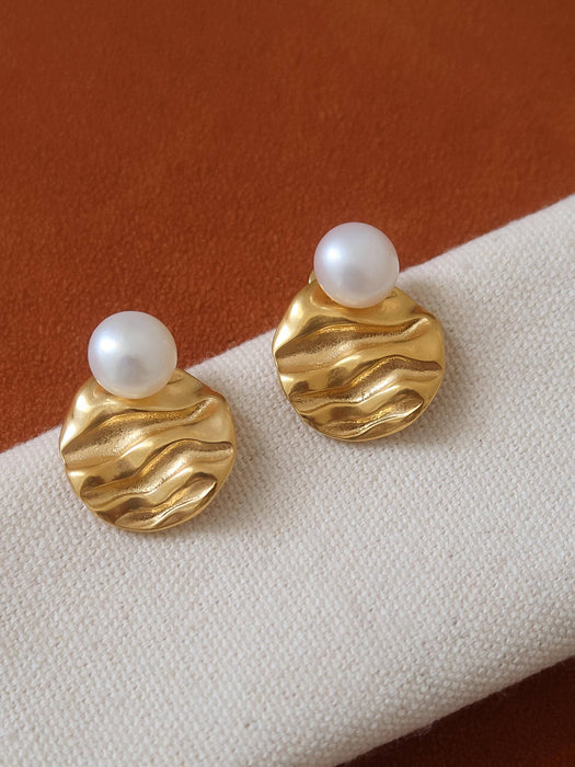 Textured Pearl Stud Earrings