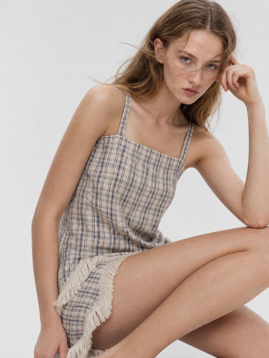 Bleu Check Mini Dress