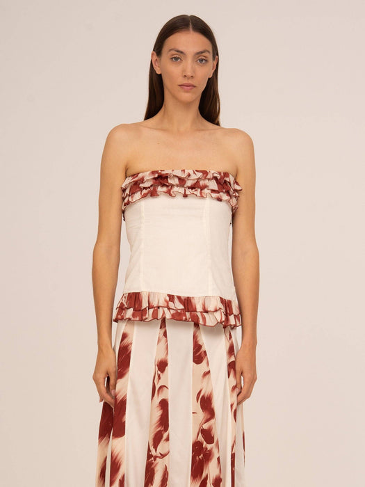 Flor Roja Strapless Top