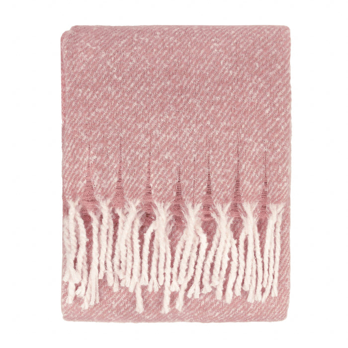 Rococo Pink Woven Throw Heather