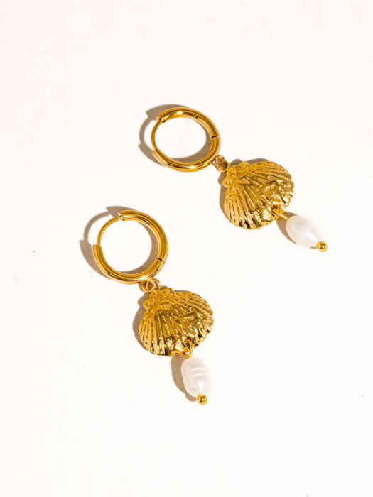 Seashell Pearl Drop Earring
