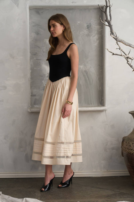 Karlie Basque Waist Midi Dress