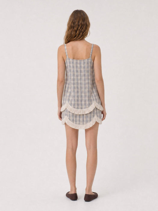 Bleu Check Mini Dress