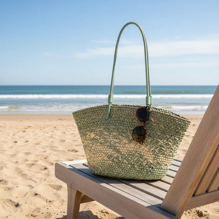 Sunset Sage Straw Tote Bag