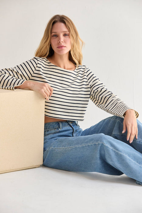 Boatneck Crop Knit Top
