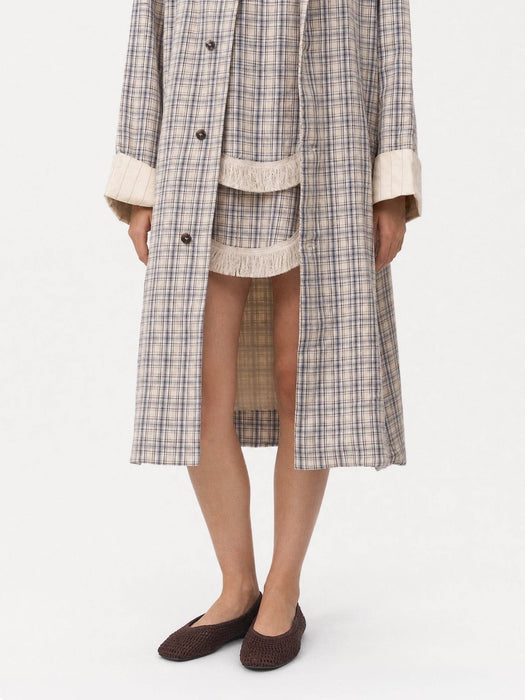 Bleu Check Trench Coat
