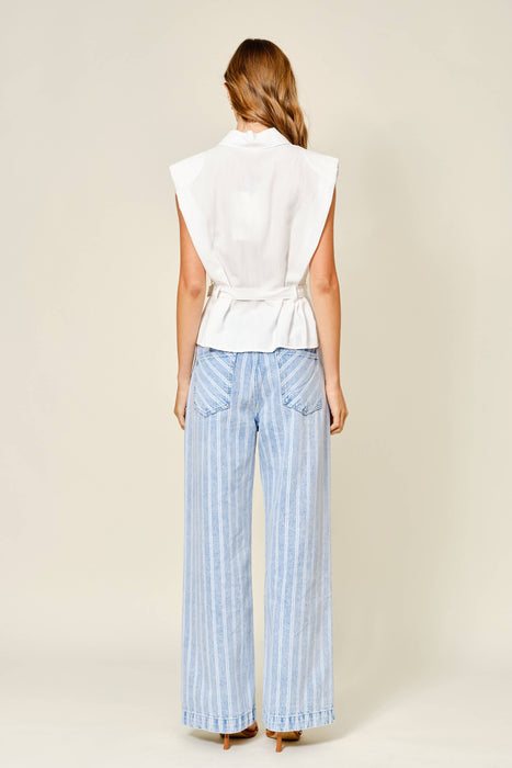 Striped Straight Leg Jeans