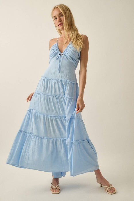 Kai Ruffle Halter Maxi Dress