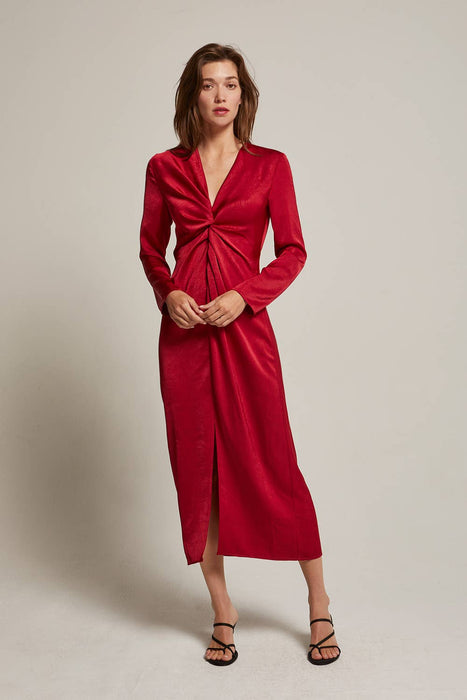Tania Satin Twist Midi Dress