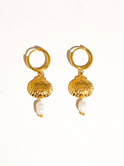 Seashell Pearl Drop Earring