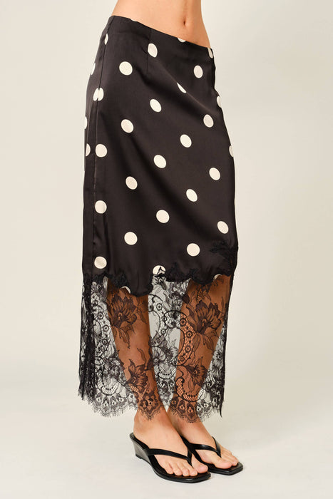 Pois et Dentelle Midi Skirt