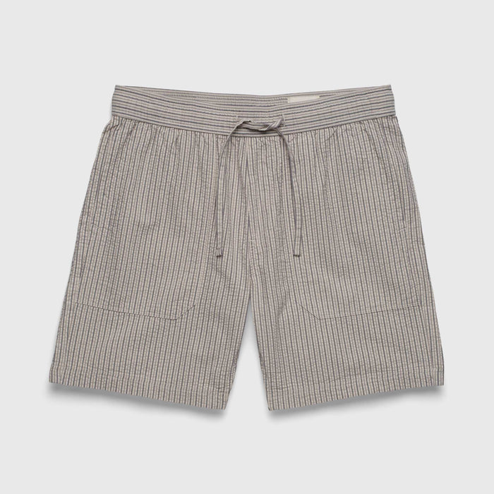 Tyler Crinkle Stripe Drawstring Short - Chinchilla