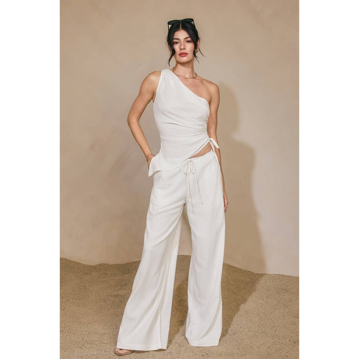 Manon Linen One Shoulder Top