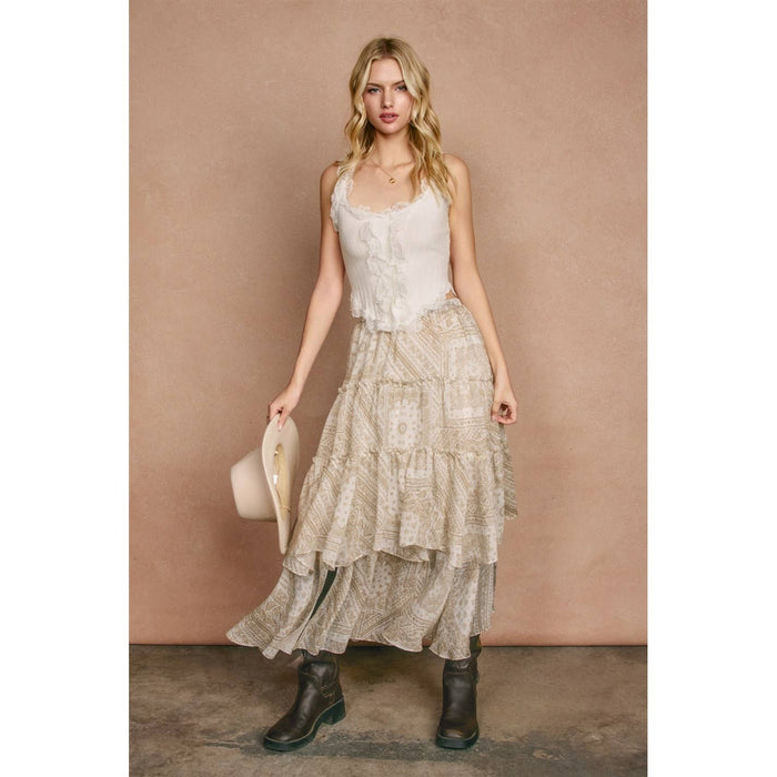 Paisley Tiered Maxi Skirt