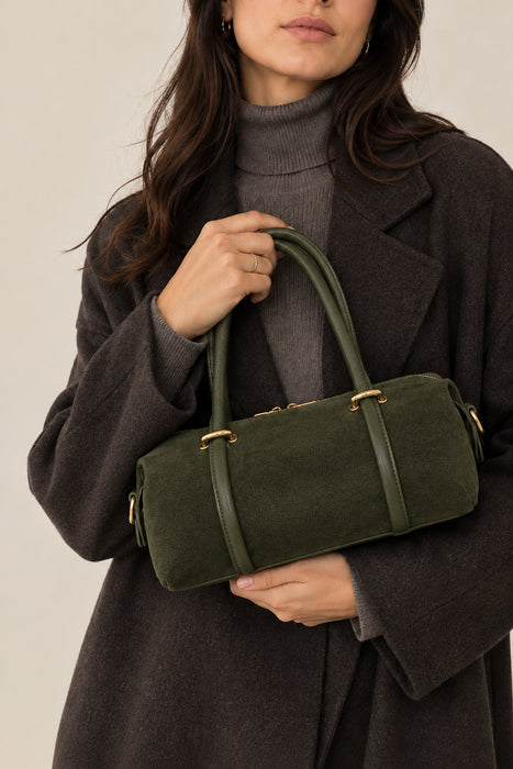 Suede Barrel Bag