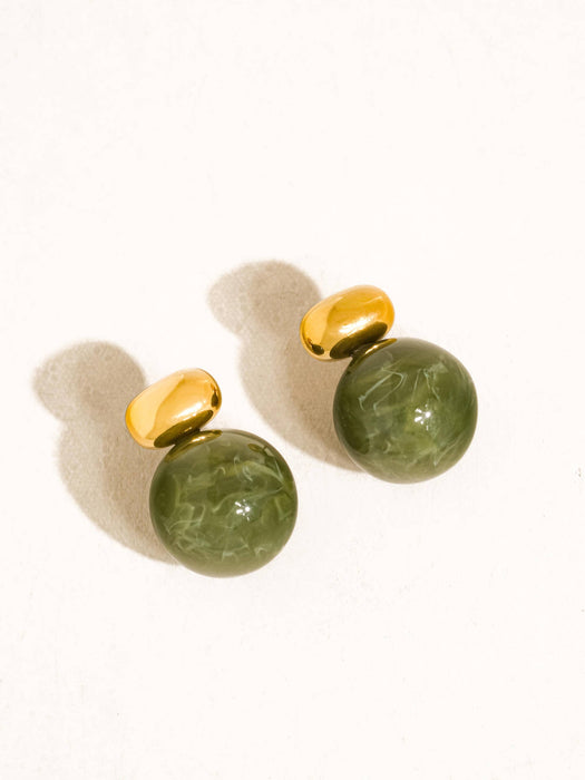 Velisse Green Marble Ball Earrings