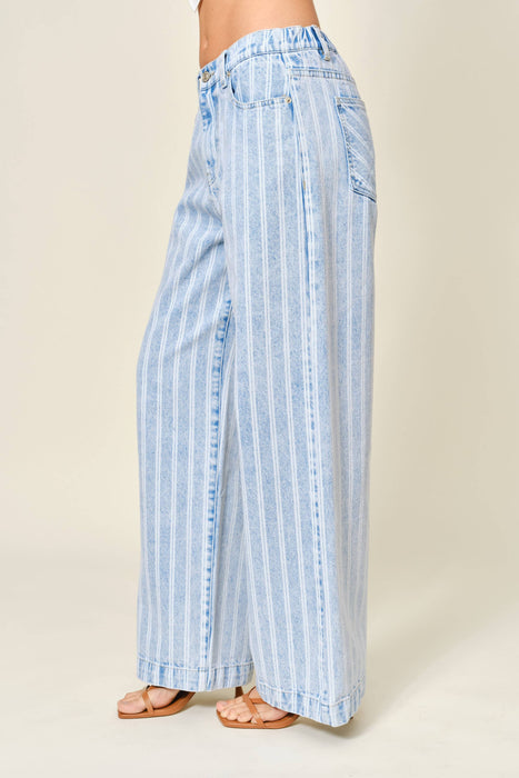 Striped Straight Leg Jeans