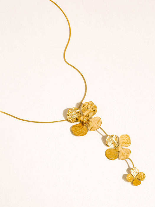 Gold Floral Drop Necklace