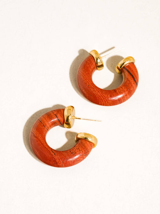 Western Natural Stone Hoop Earring