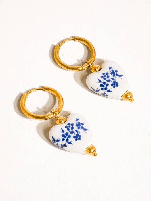 Ceramic Floral Heart Earring