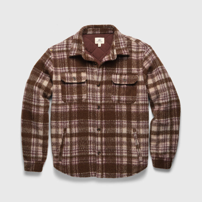 Skip Quilted Plush Plaid Shirt Jacket - Brown