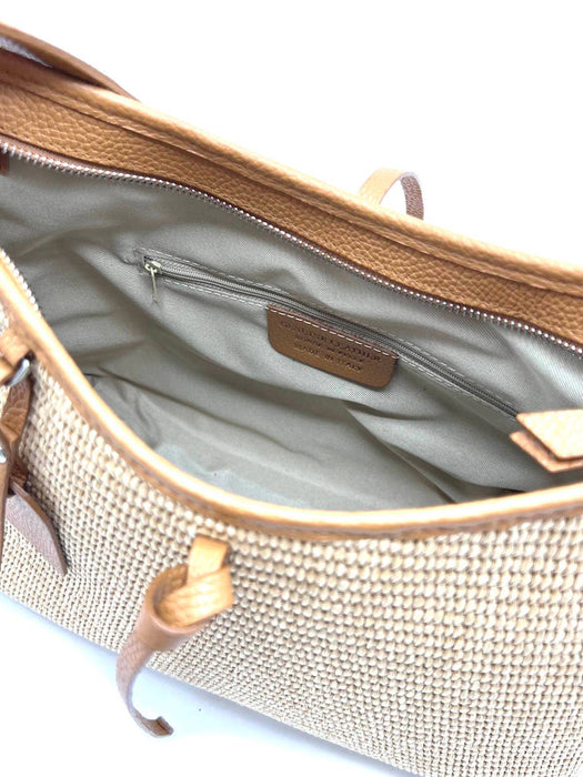 Leather and Raffia Shoulder Bag