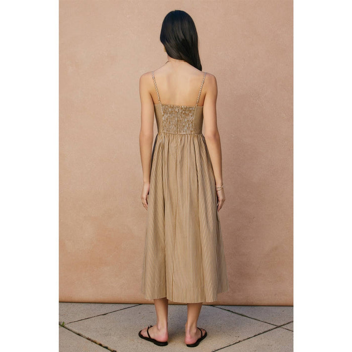 Le Stripe Gathered Midi Dress