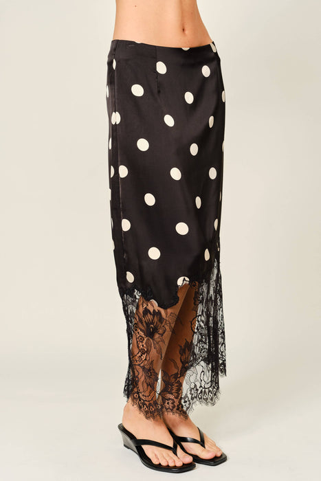 Pois et Dentelle Midi Skirt
