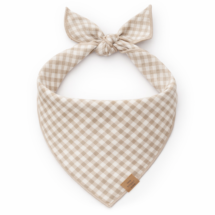 Mushroom Brown Gingham Dog Bandana