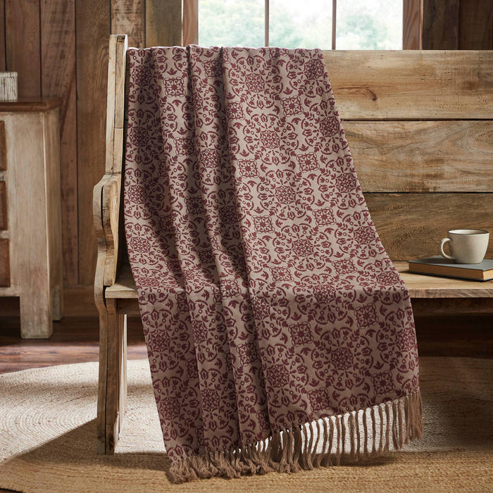 Burgundy Jacquard Woven Throw