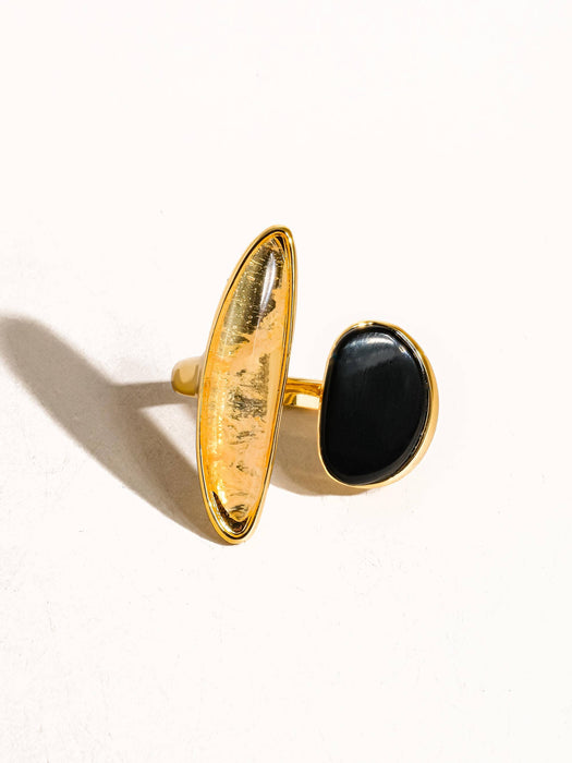 Vintage Black Agate Stone Ring