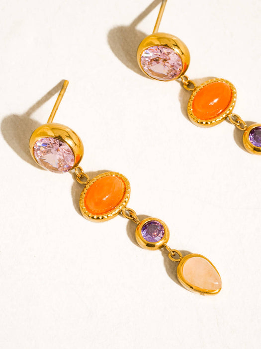 Evi Pink Gemstone Drop Earrings