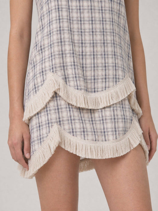 Bleu Check Mini Dress