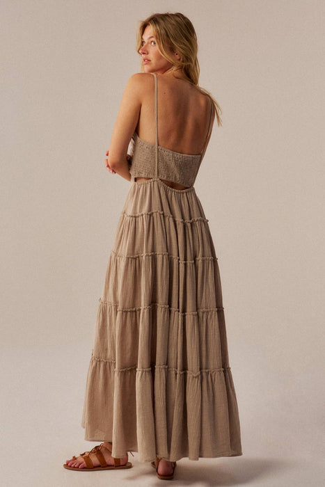Kai Ruffle Halter Maxi Dress