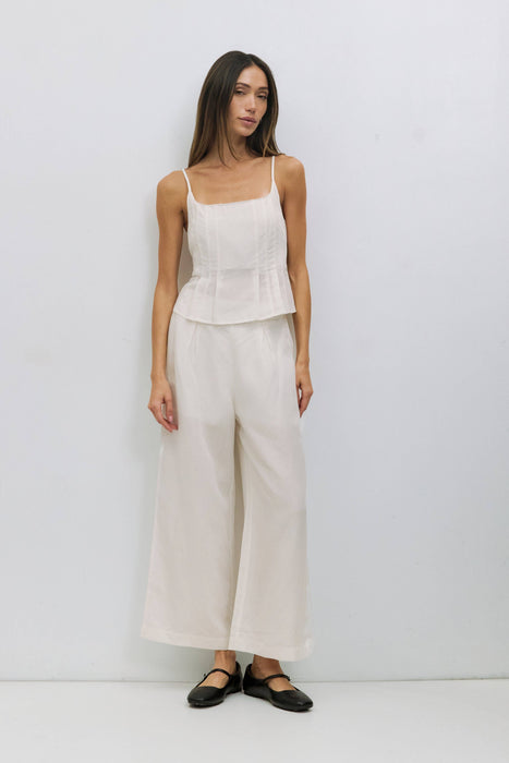 Pleated Linen Pants Ecru