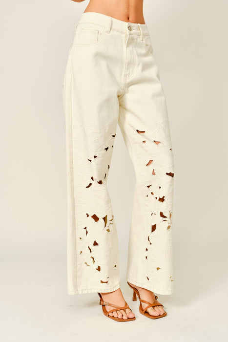 Taylor Cut Out Embroidered Pants