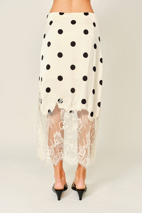 Pois et Dentelle Midi Skirt