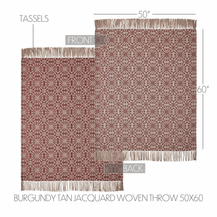 Burgundy Jacquard Woven Throw