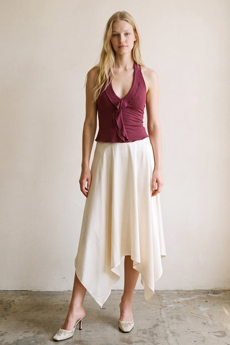 Satin Handkerchief Midi Skirt