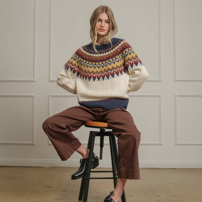 Fair Isle Pattern Knit Sweater