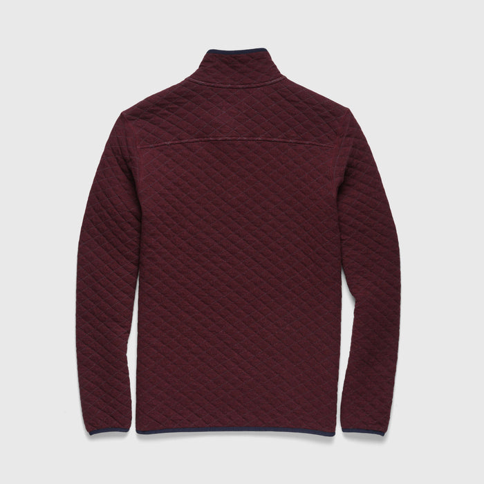 Ken Quilted Button Mock – Cabernet Heather
