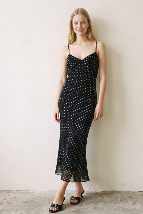 Noire Pois Maxi Dress