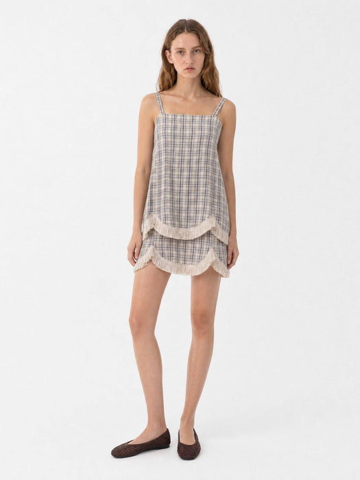 Bleu Check Mini Dress