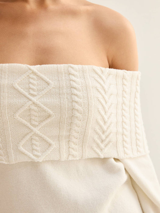 Off Shoulder Cable Knit Top