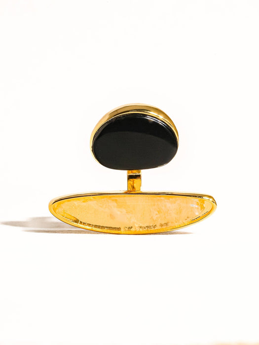 Vintage Black Agate Stone Ring