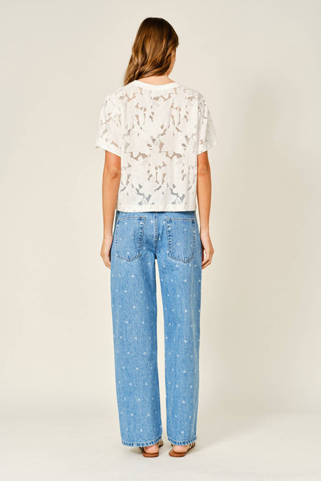 Polka Dot Straight Leg Jeans