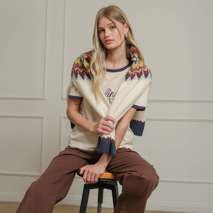 Fair Isle Pattern Knit Sweater