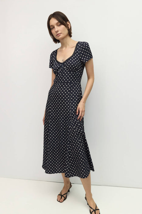 Pois Square Neck Midi Dress