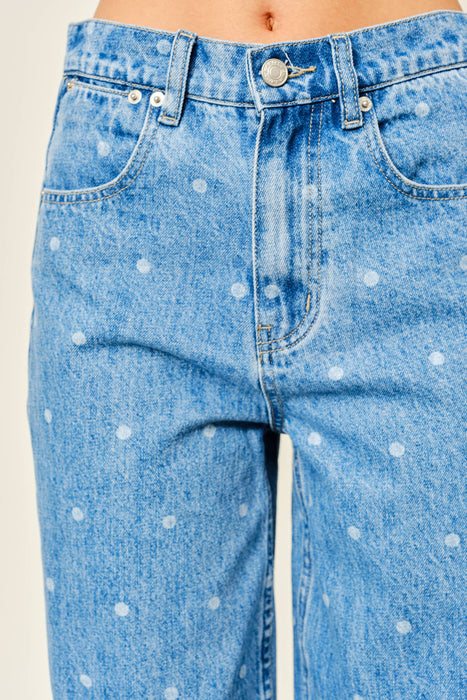 Polka Dot Straight Leg Jeans